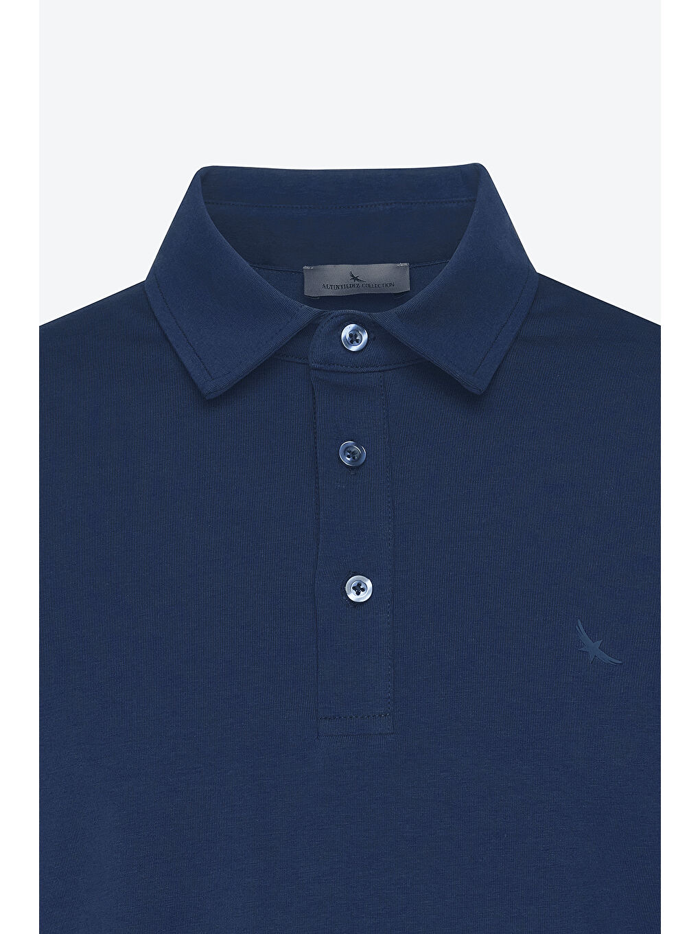 Erkek Lacivert %100 Pamuk Polo Yaka Slim Fit Dar Kesim Tişört-5