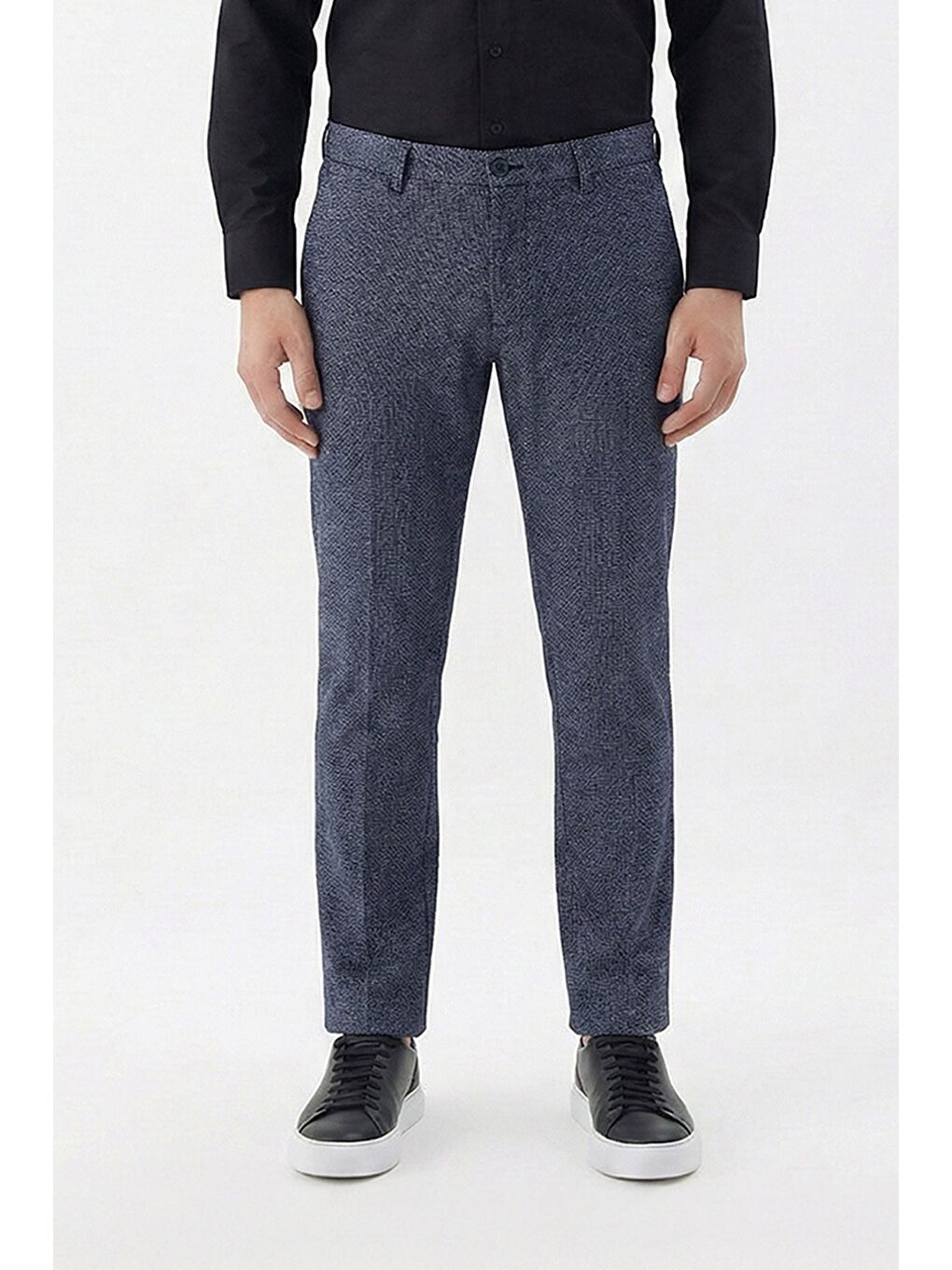 Erkek Siyah Pamuklu Yan Cepli Regular Fit Pantolon