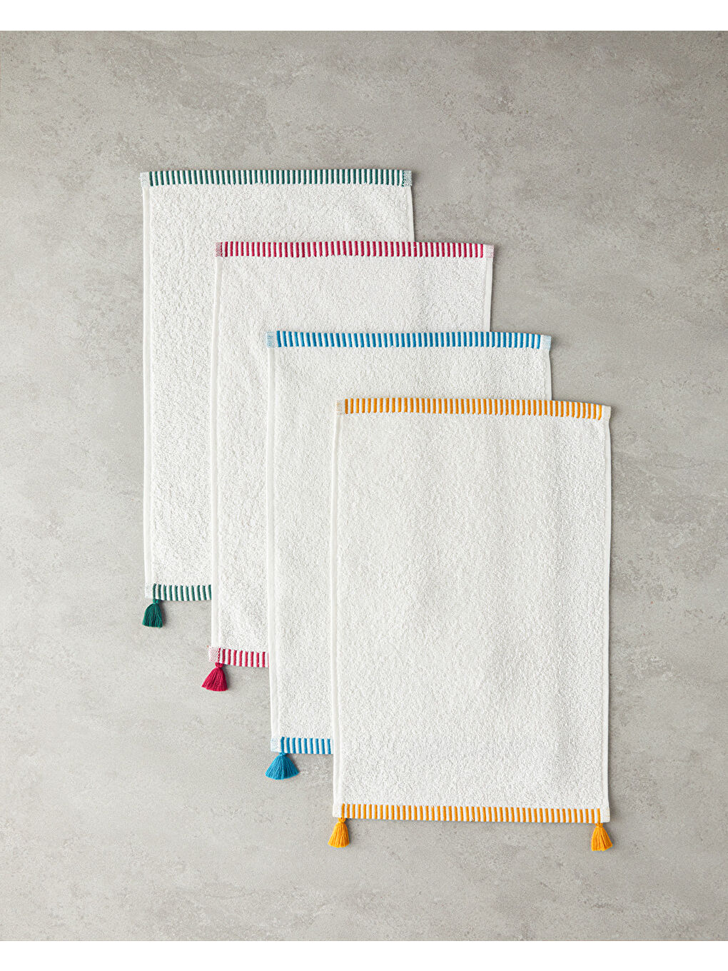 Lila Colorful Lines Pamuklu El Havlusu Ekru - Yeşil-3