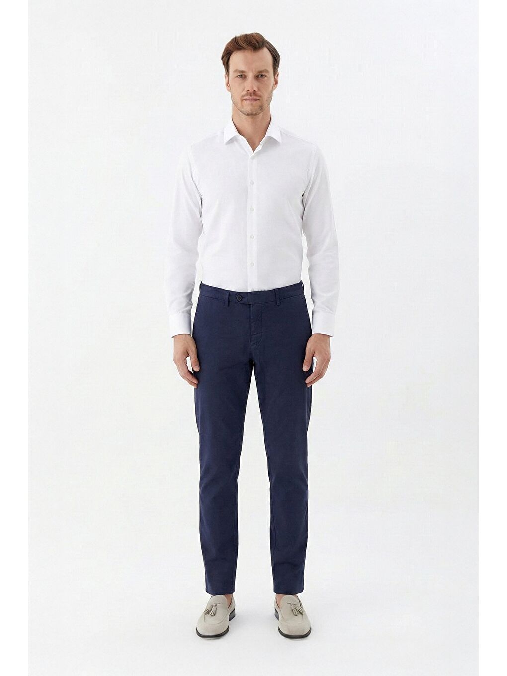 Giotelli Lacivert Danwick Dokuma Kumaş Normal Bel Standart Boy Erkek Pantolon-2