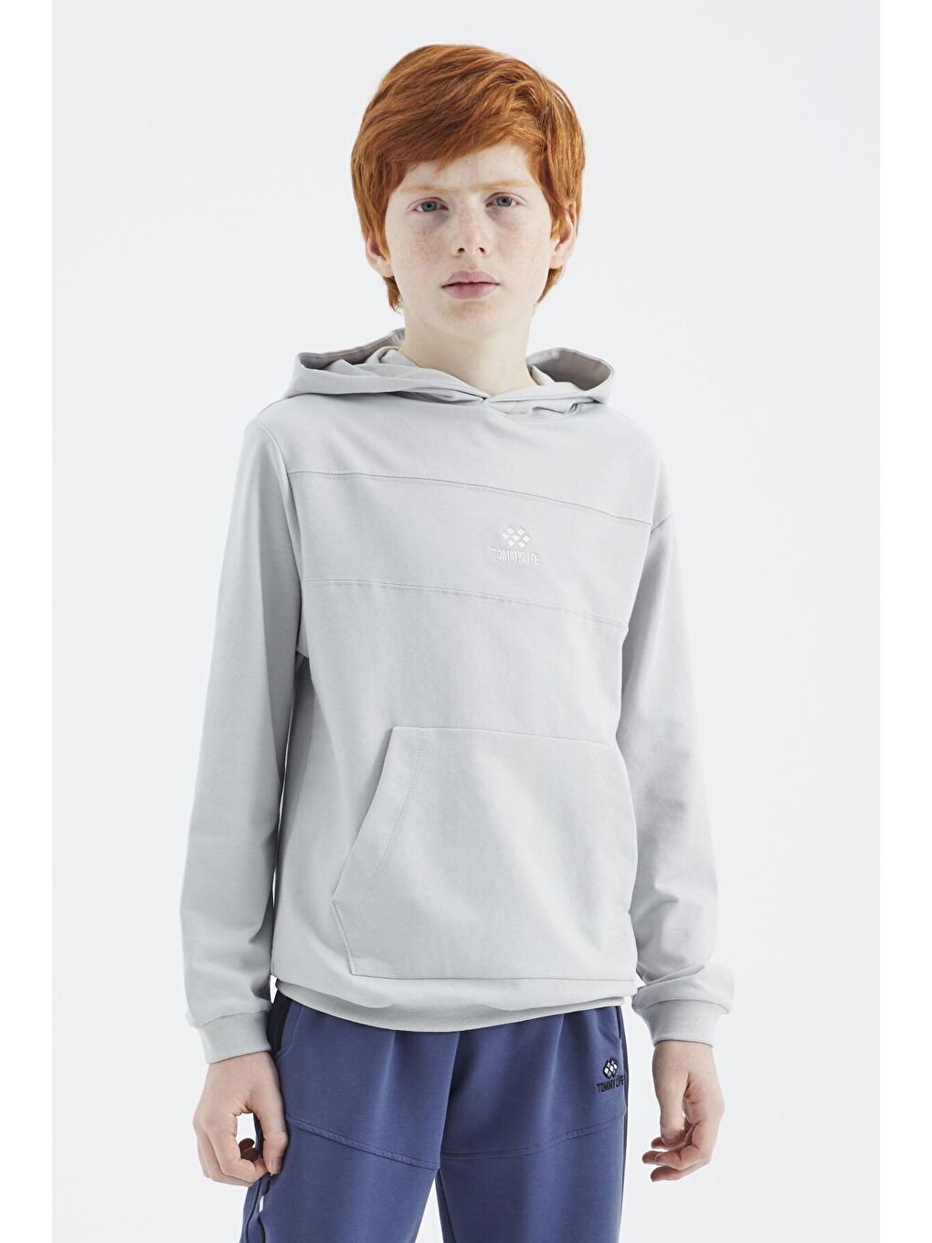 TOMMYLIFE Bej Taş Kapüşonlu Basic Erkek Çocuk Sweatshirt - 11181 - 4