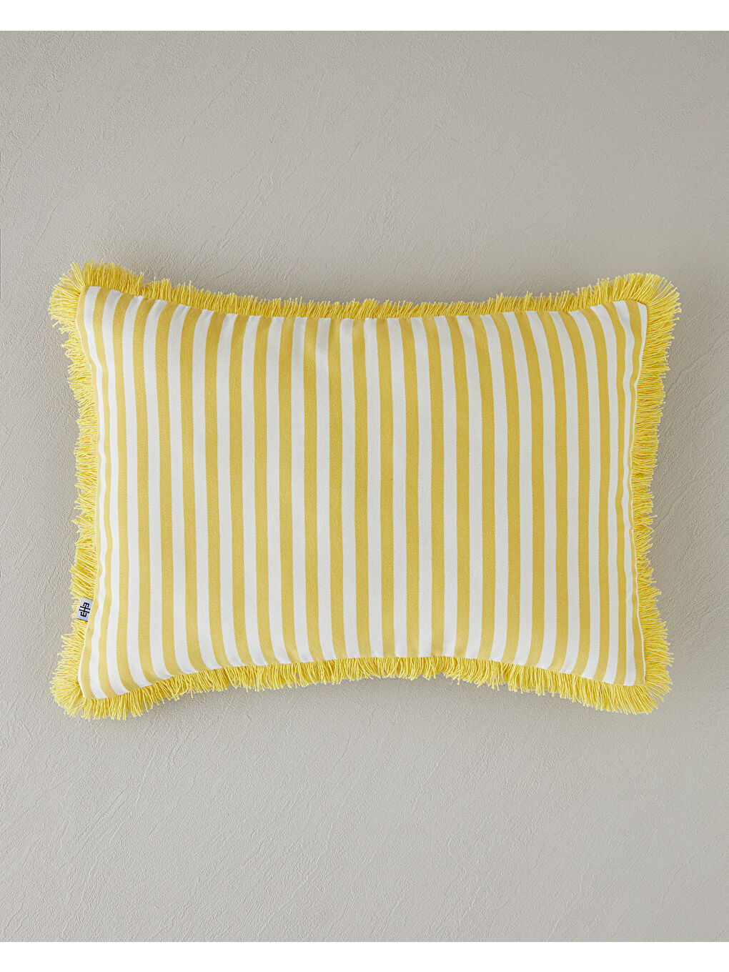 Striped Pamuk Dekoratif Kırlent Sarı