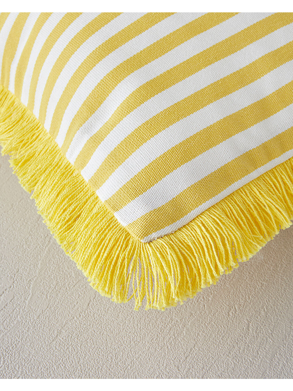 Striped Pamuk Dekoratif Kırlent Sarı-1