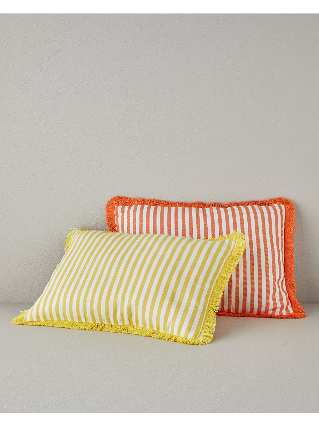 Striped Pamuk Dekoratif Kırlent Sarı-2