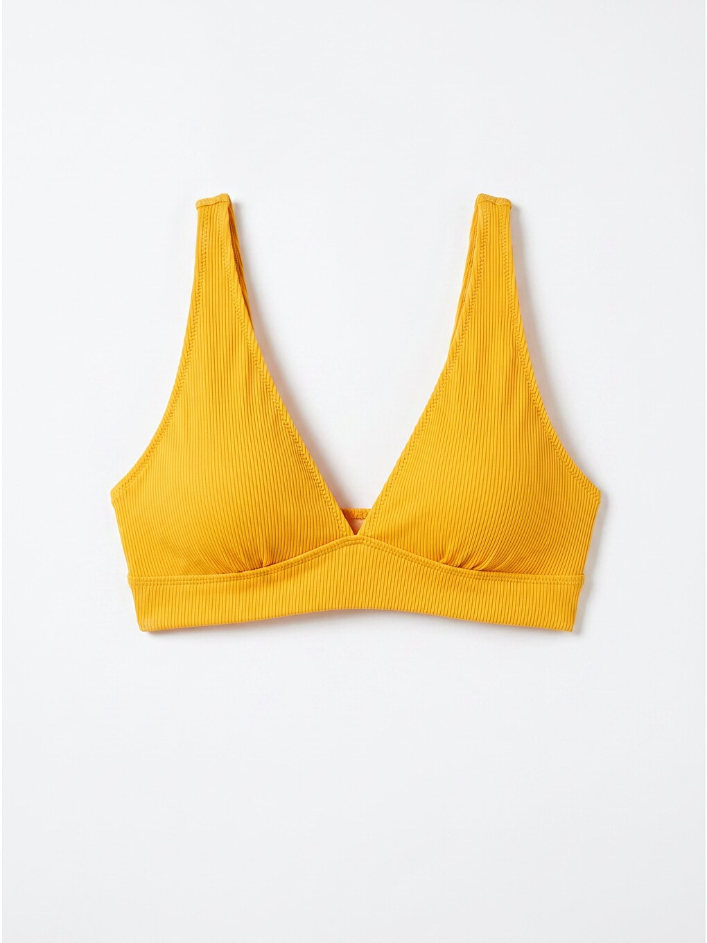 Sarı Reps Üçgen Tek Üst Bikini