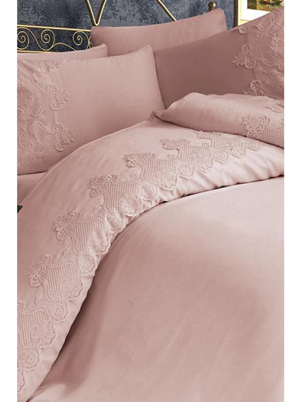 Karışık Çeyizdiyarı Dubai Çift Kişilik Nevresim Takımı Pudra-1