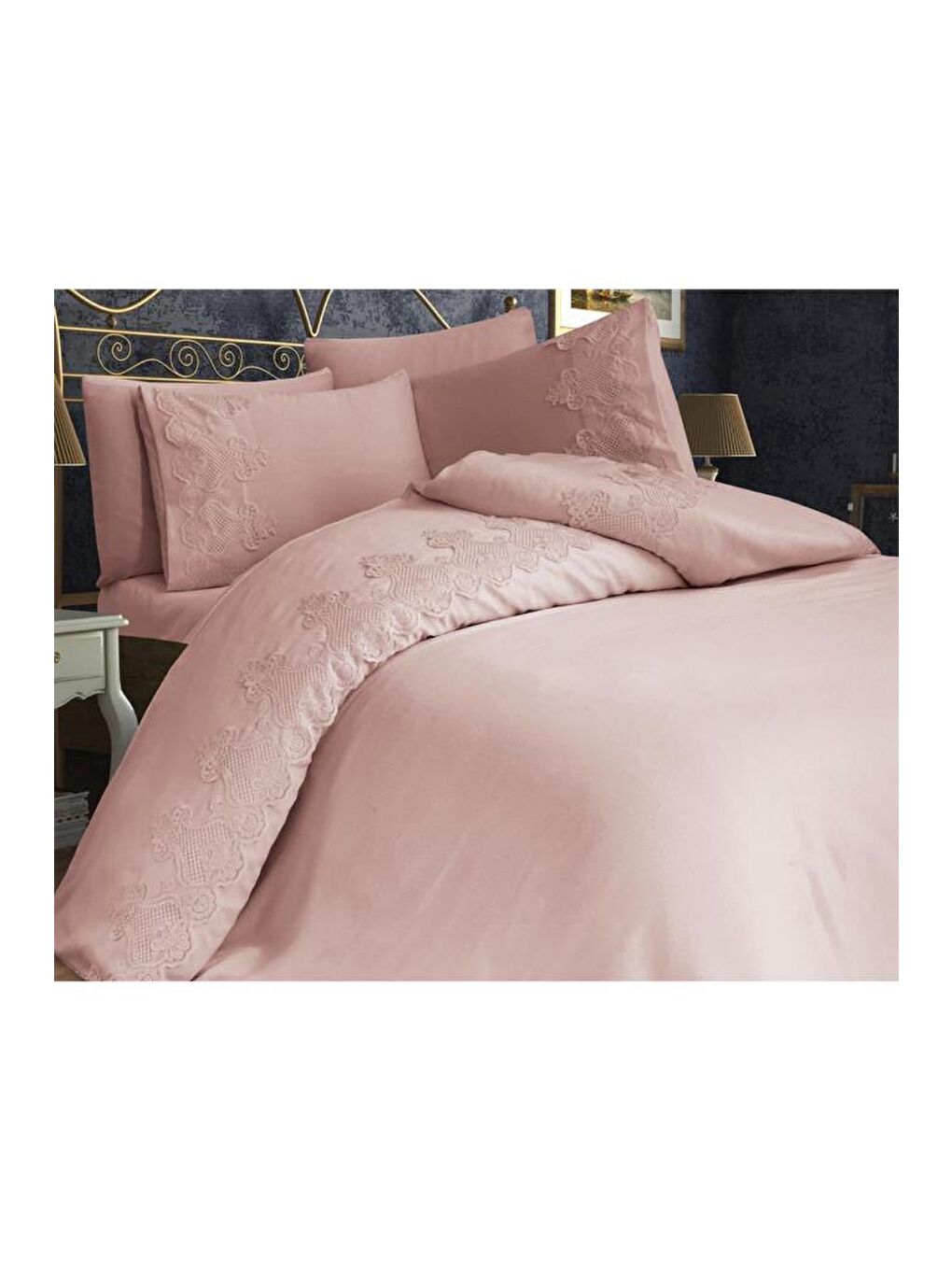 Karışık Çeyizdiyarı Dubai Çift Kişilik Nevresim Takımı Pudra-2
