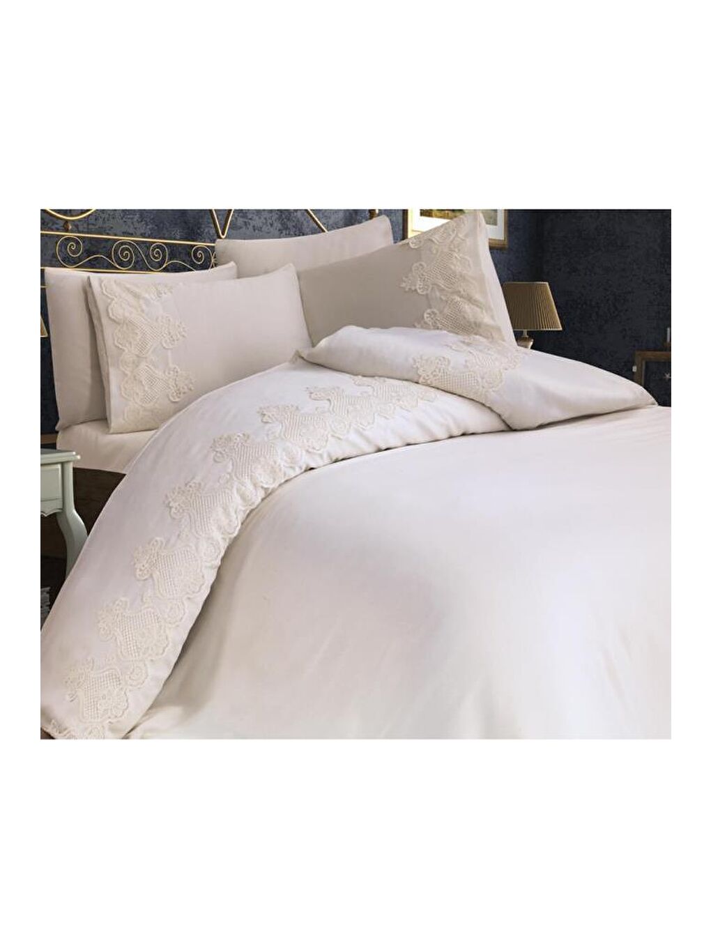 Karışık Çeyizdiyarı Dubai Çift Kişilik Nevresim Takımı Krem-4