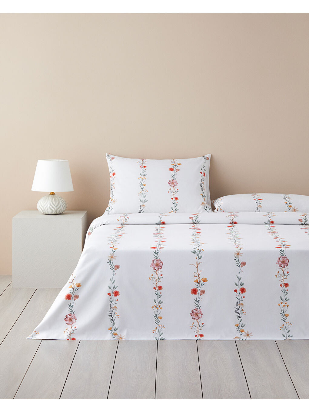 Romantic Line Dijital Baskılı Soft Pamuk Çift Kişilik Nevresim Takımı Açık Pembe