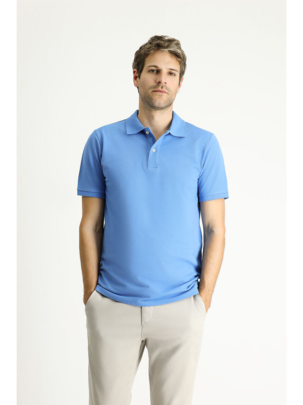 Mavi Polo Yaka Regular Fit Nakışlı Pamuk %100 Pamuk Tişört