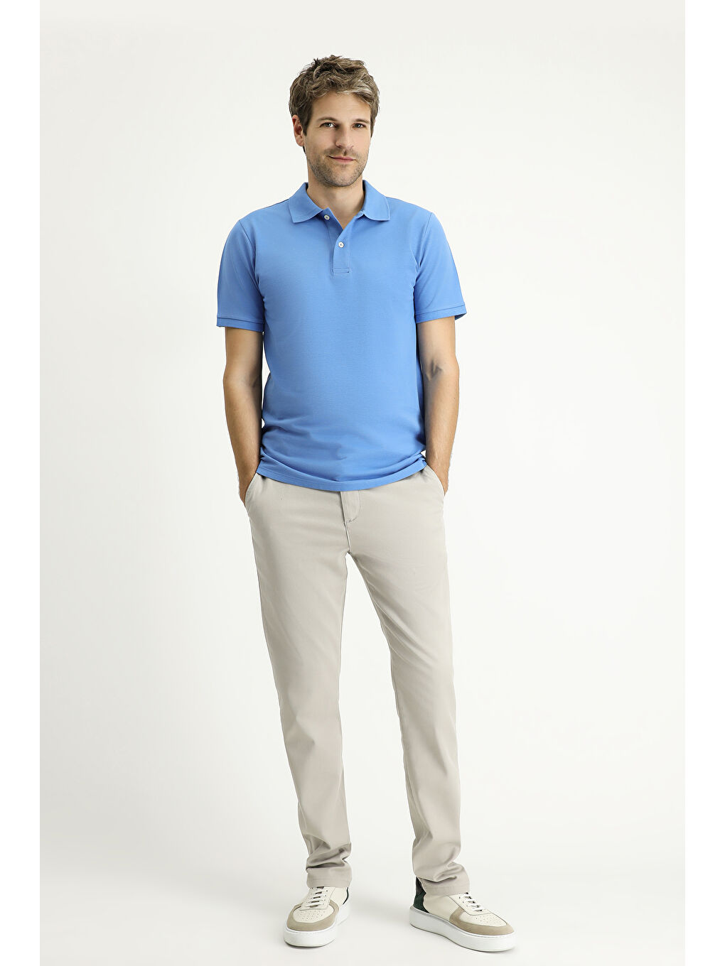 Mavi Polo Yaka Regular Fit Nakışlı Pamuk %100 Pamuk Tişört-1