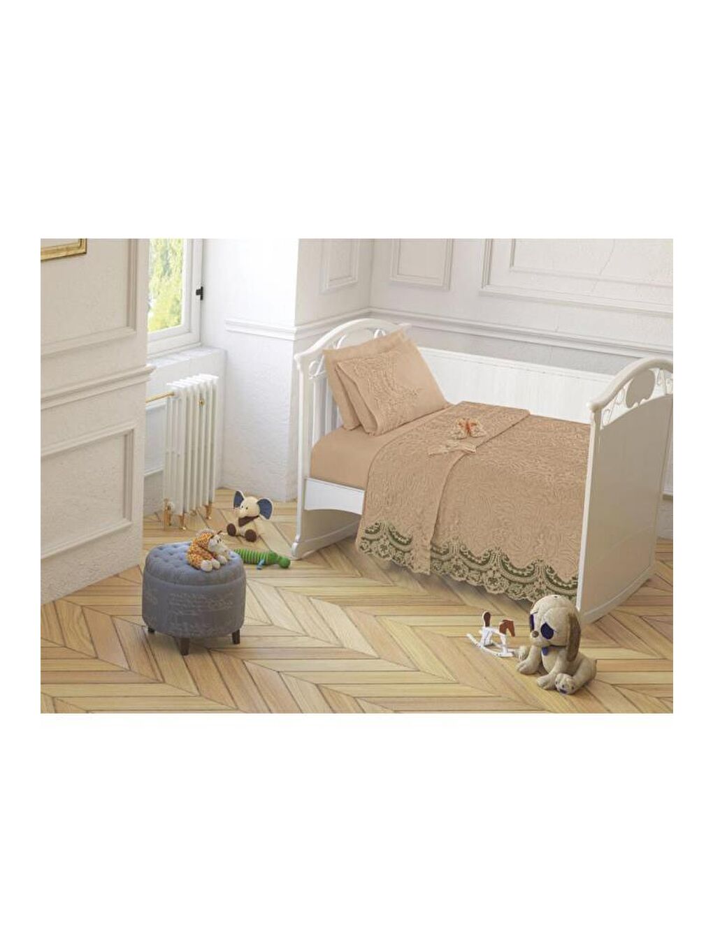 Karışık Fransız Güpürlü Bebek Battaniye Takımı Cappucino-2