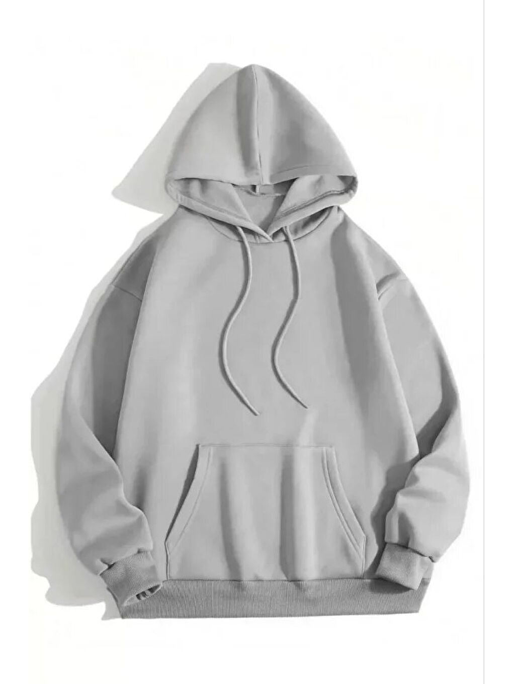 3 İplik Pamuklu Unisex Kapüşonlu Sweetshirt - Gri
