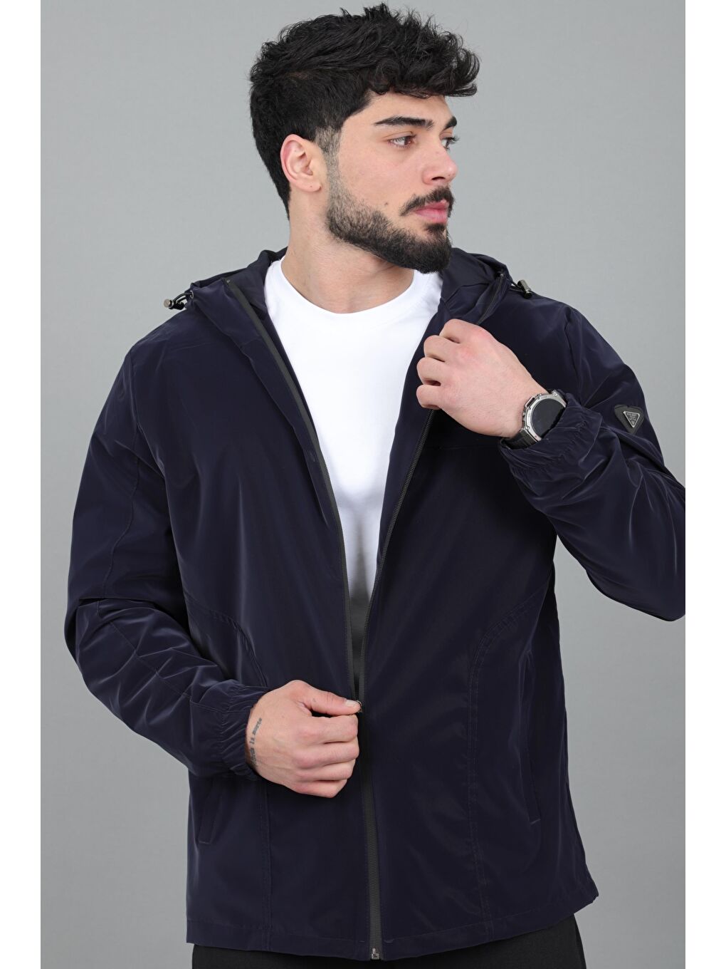Lacivert Sabit Kapüşonlu Nova Mevsimlik Mont PLDP 3016_60392-1