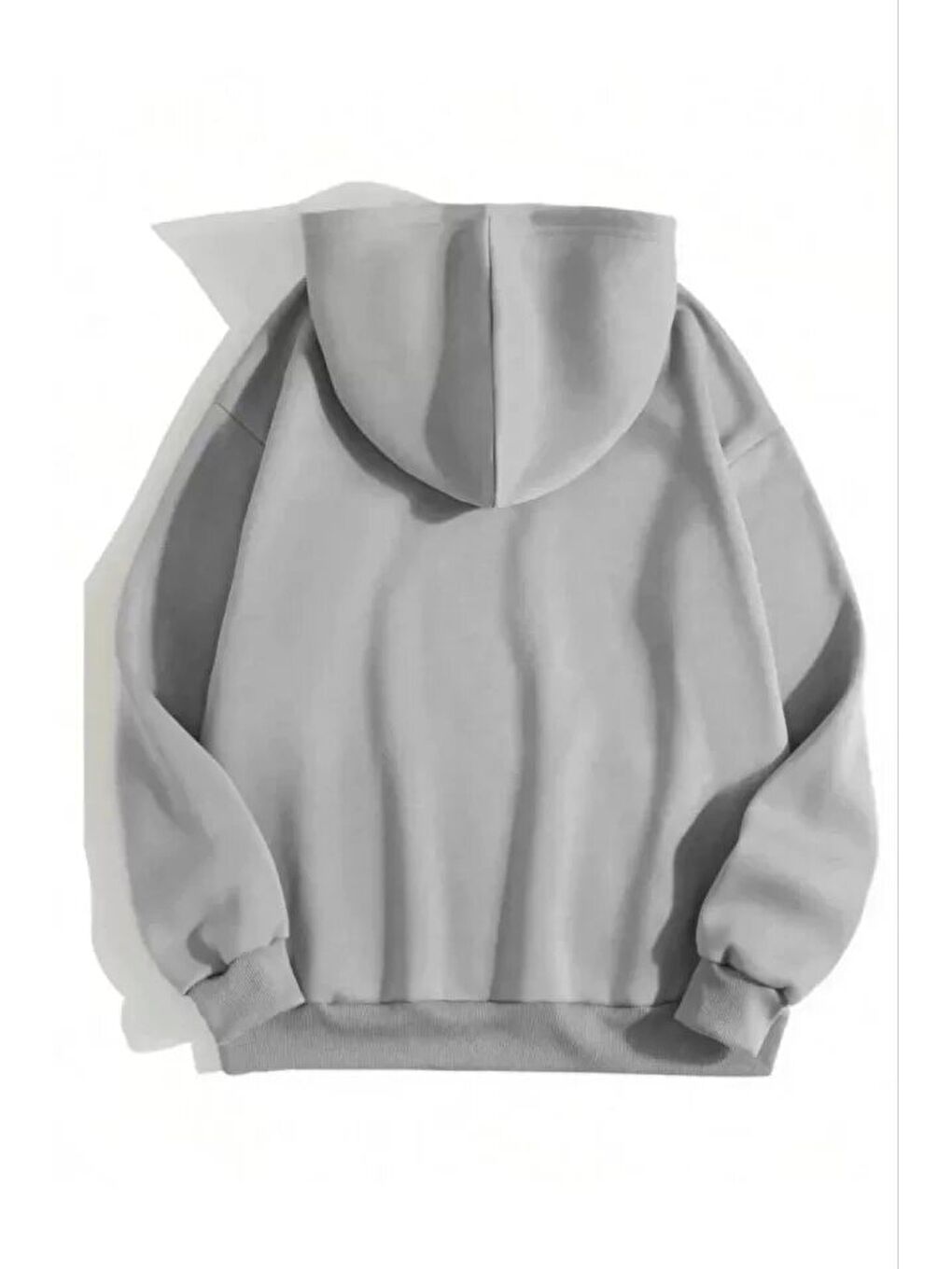 3 İplik Pamuklu Unisex Kapüşonlu Sweetshirt - Gri-1