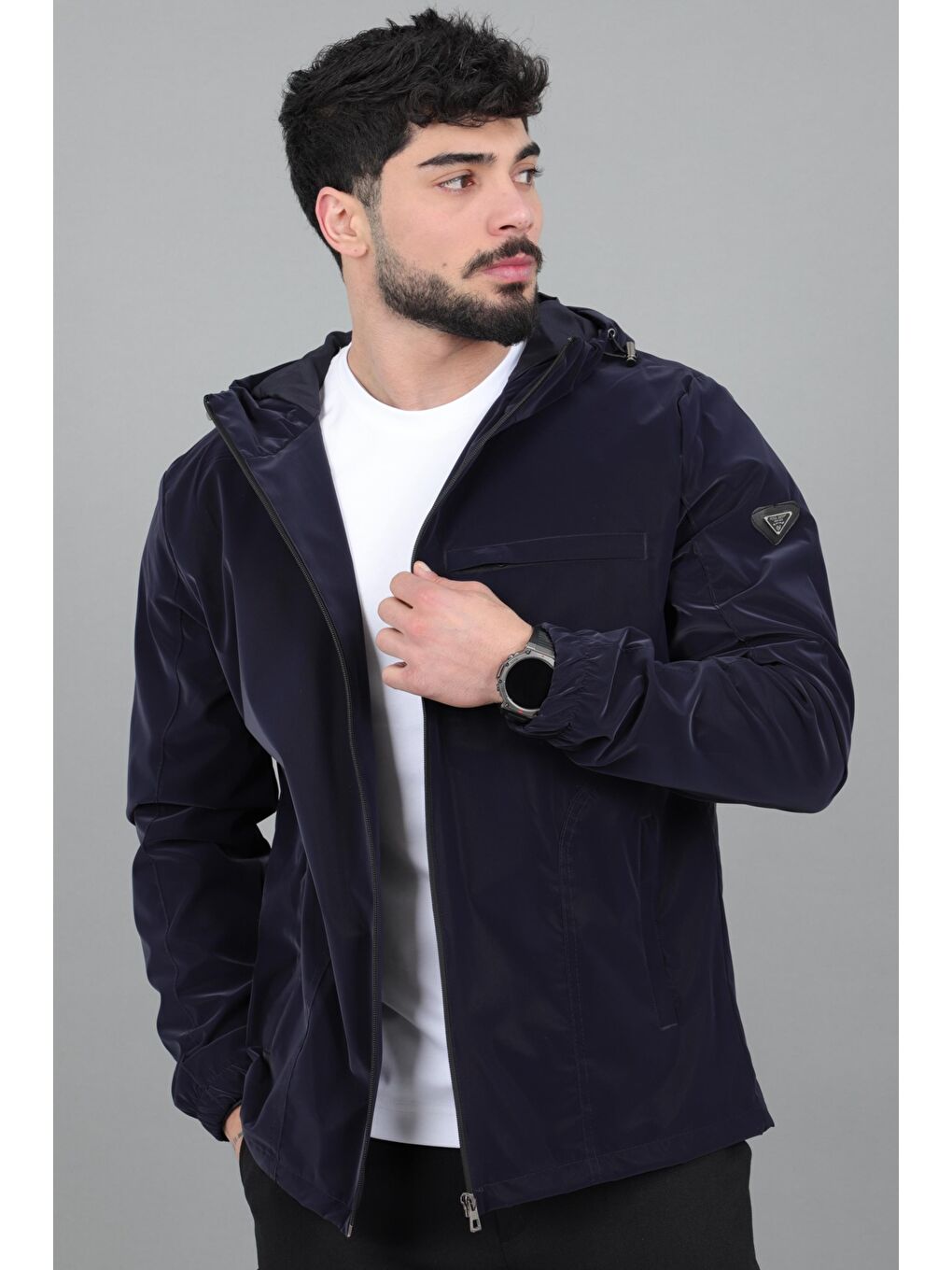 Lacivert Sabit Kapüşonlu Nova Mevsimlik Mont PLDP 3016_60392-3