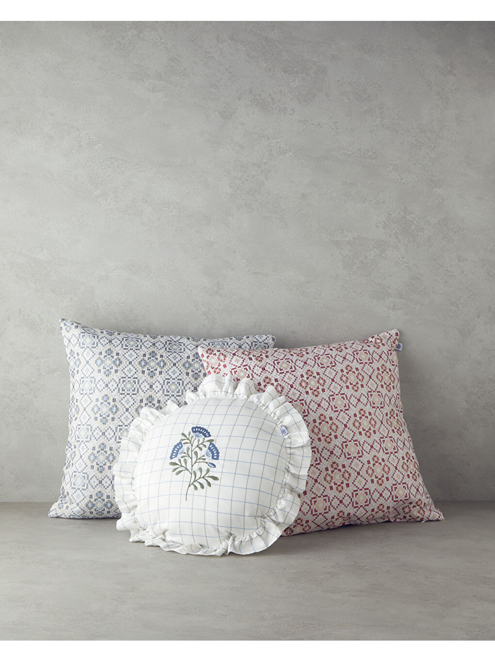 Mozaik Dekoratif Kırlent Ekru-Bordo-2