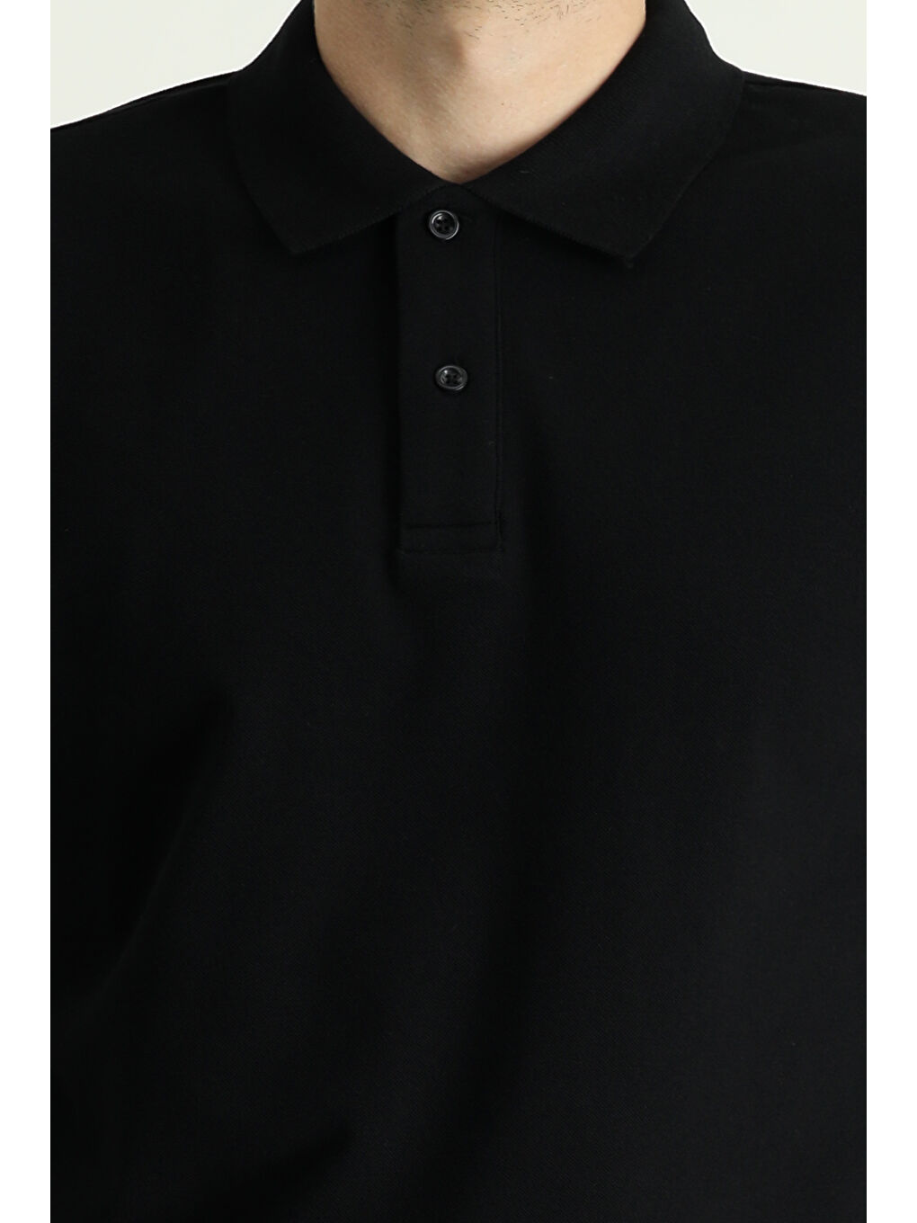 Siyah Slim Fit Dar Kesim Nakışlı Pamuk Polo Yaka %100 Pamuk Tişört-4