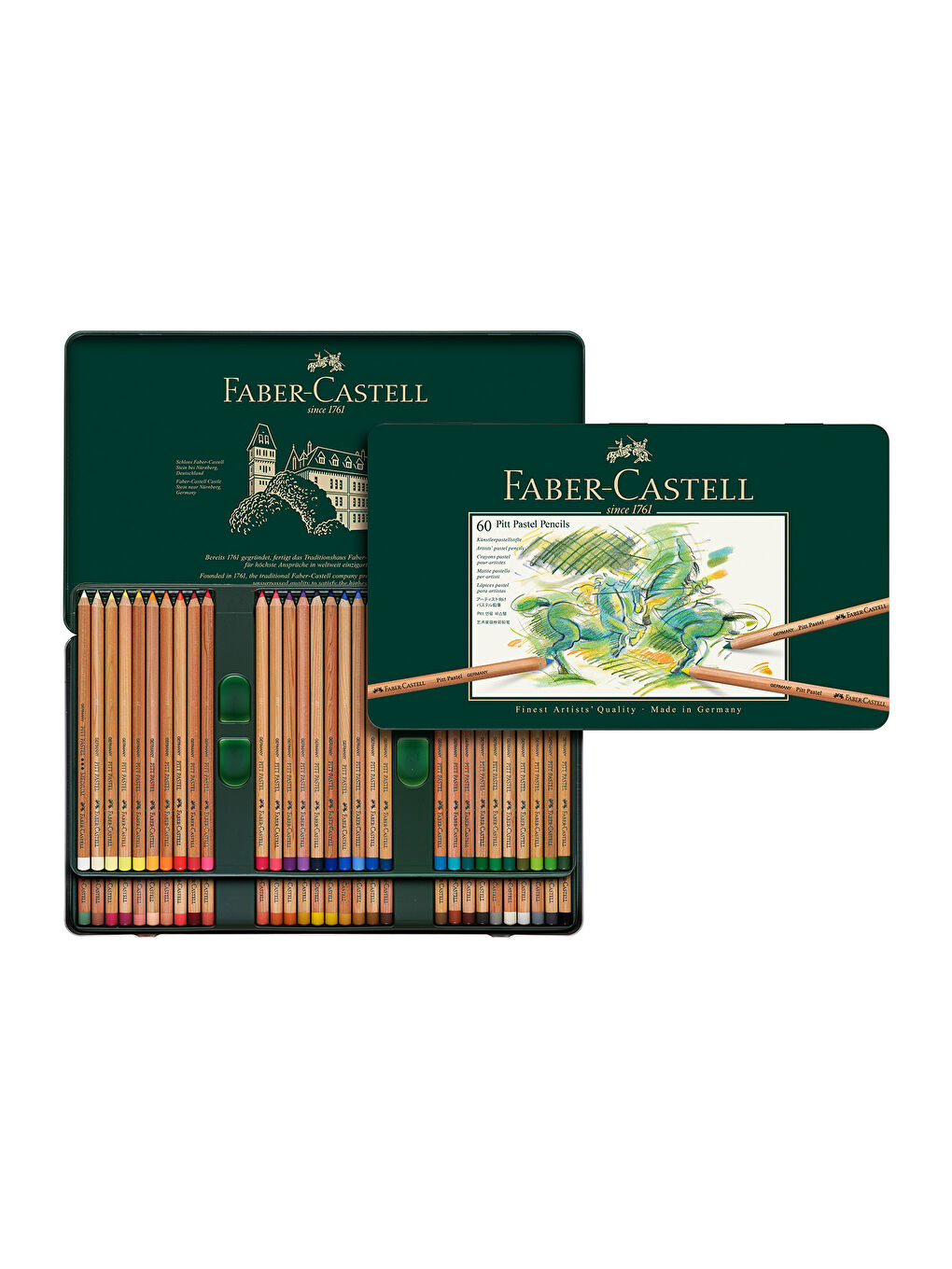 Pitt Pastel Boya Kalemi, 60 Renk, Canlı Renkler, Özel Metal Kalem Kutulu-1