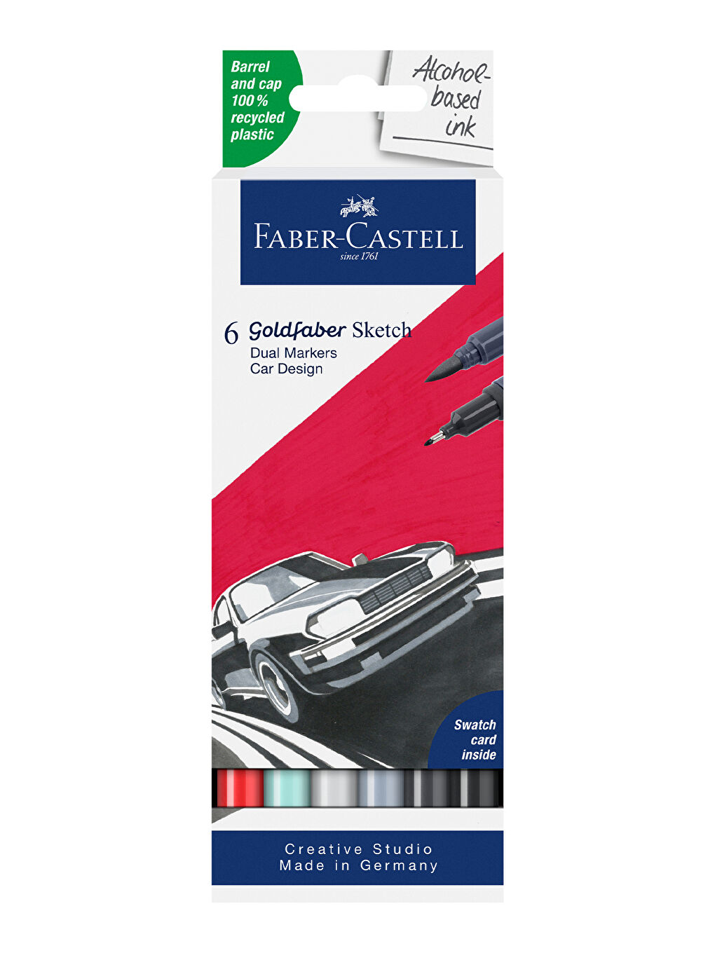 Gofa Sketch Markör Car Design 6'lı Set, Çift Fineliner Uçlu,Kalıcı Mürekkep