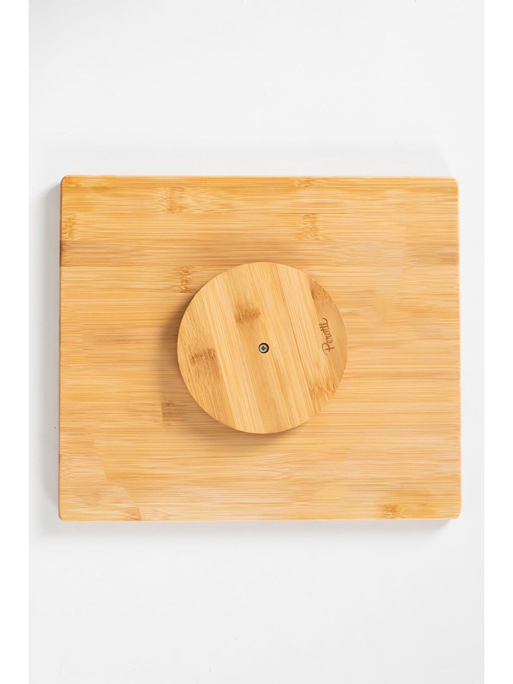 Kahverengi Bambu Peynir Pizza Tahtası Sunum Tahtası 360 Derece Dönen Yuvarlak Lüx Servis 35 x 30 x 1.5-4