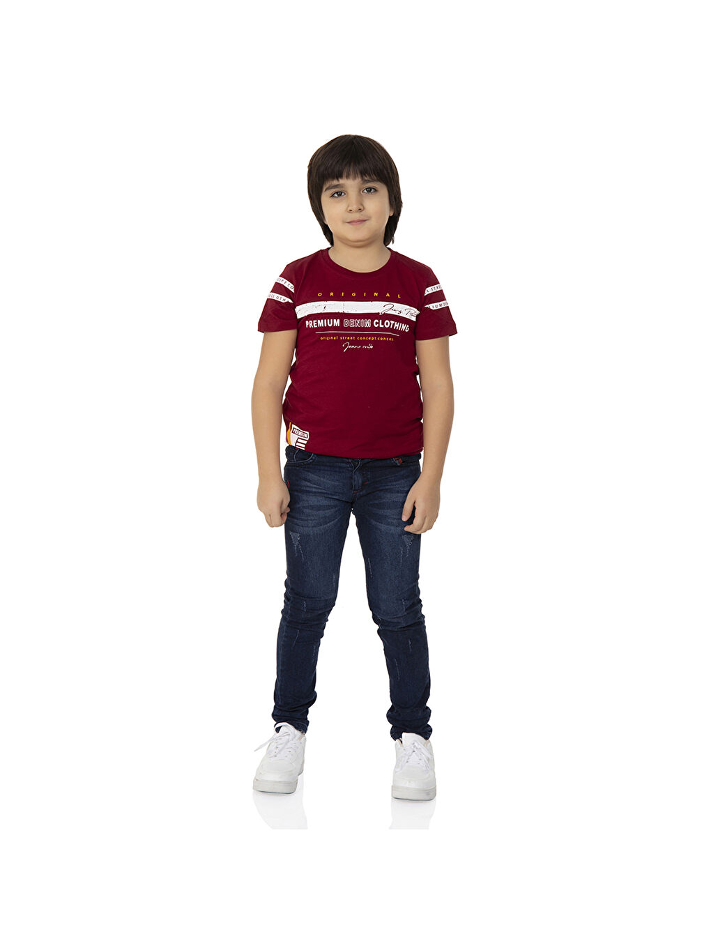 Toontoykids Bordo Erkek Çocuk T-Shirt Ön Ve Kol Baskı