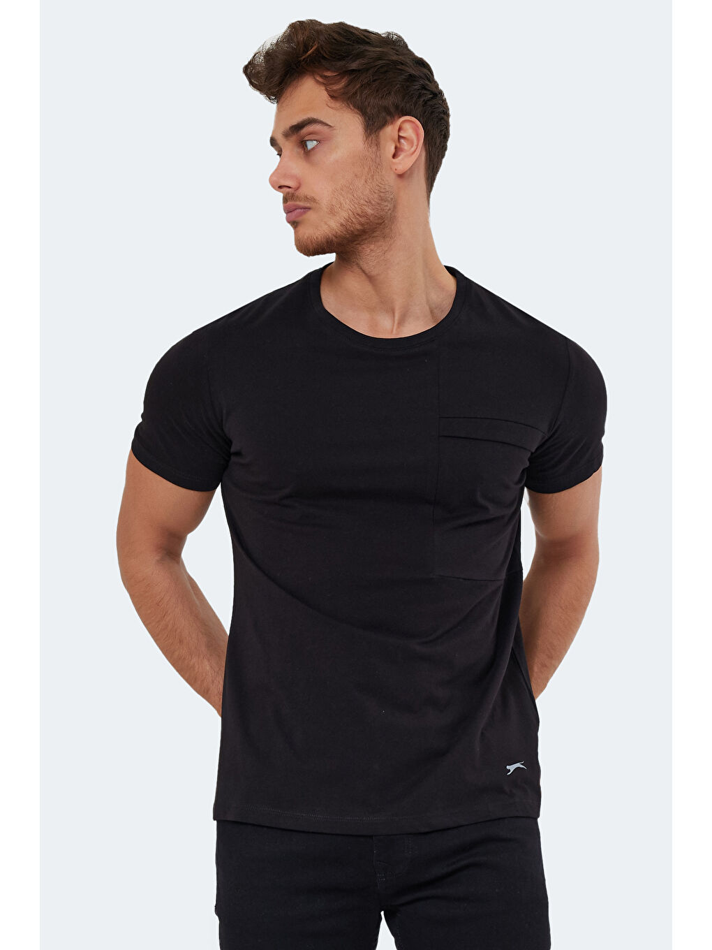 KAURI Erkek %100 Pamuk Tişört Siyah-5