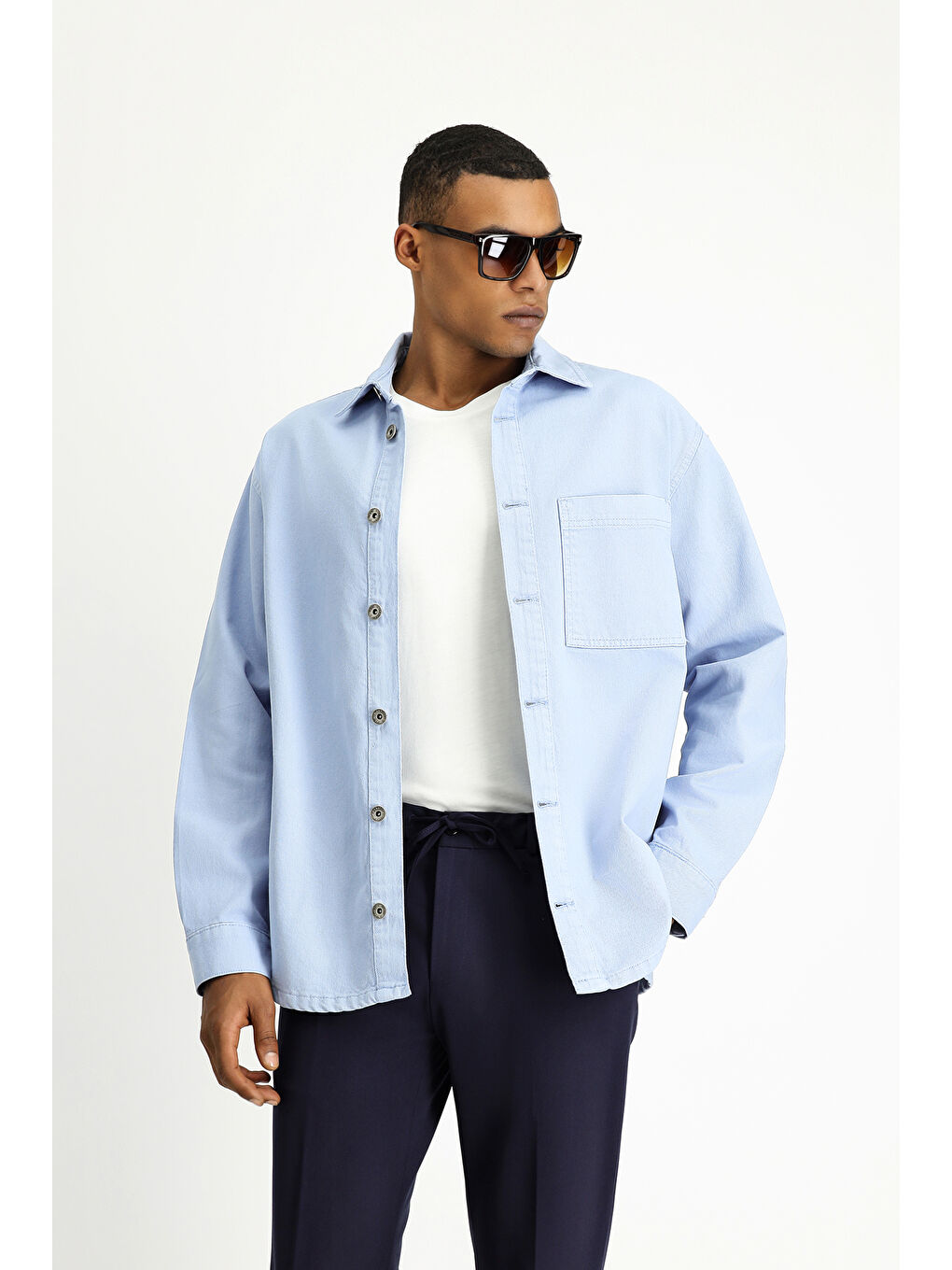 Mavi Uzun Kol Regular Fit Pamuk Denim Gömlek