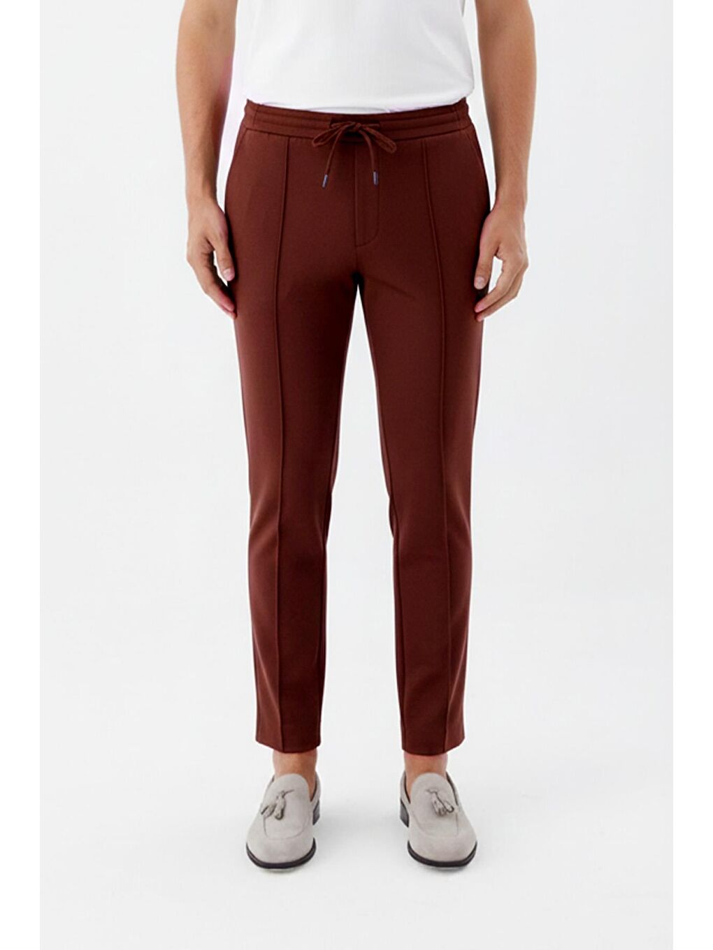 Kahverengi Giotelli Tarçın Slim Fit Yandan Cepli Jogger Pantolon