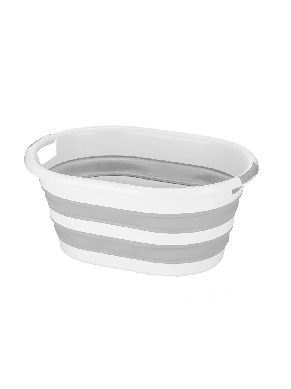 2 Gözlü Çamaşır Sepeti Çok Amaçlı Hurç Gri 53x33x60cm-25lt Katlanır 6lt Kova 3'lü Set-5