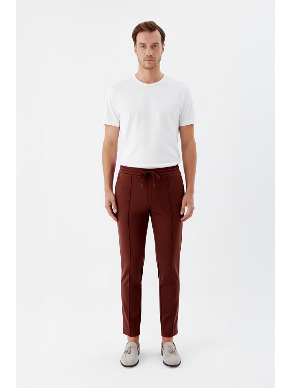 Kahverengi Giotelli Tarçın Slim Fit Yandan Cepli Jogger Pantolon-1