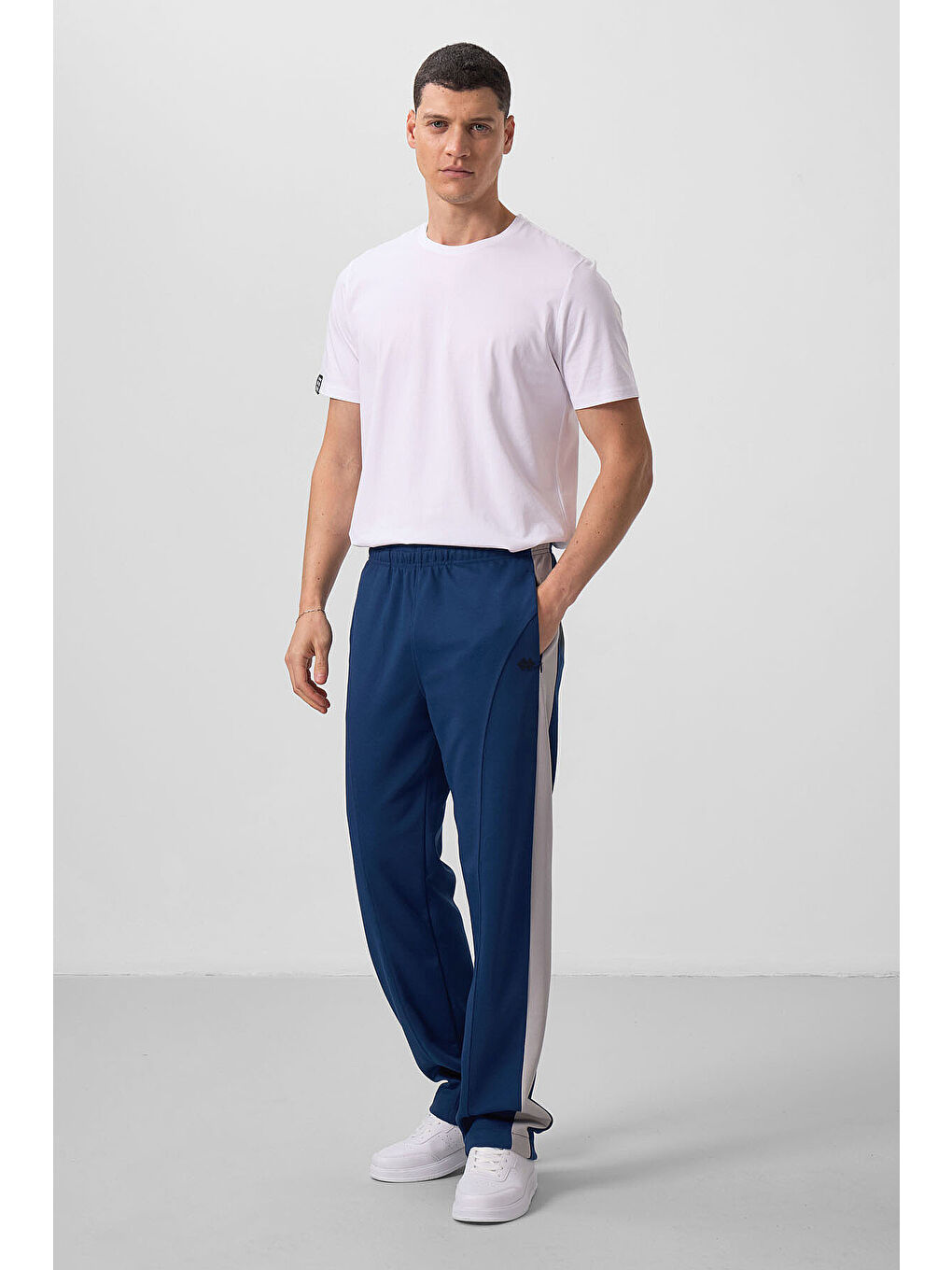 Lacivert Parlament-Taş Yüzeyi Dokulu Standart Fit Palazzo Erkek Pantolon - 82171-1