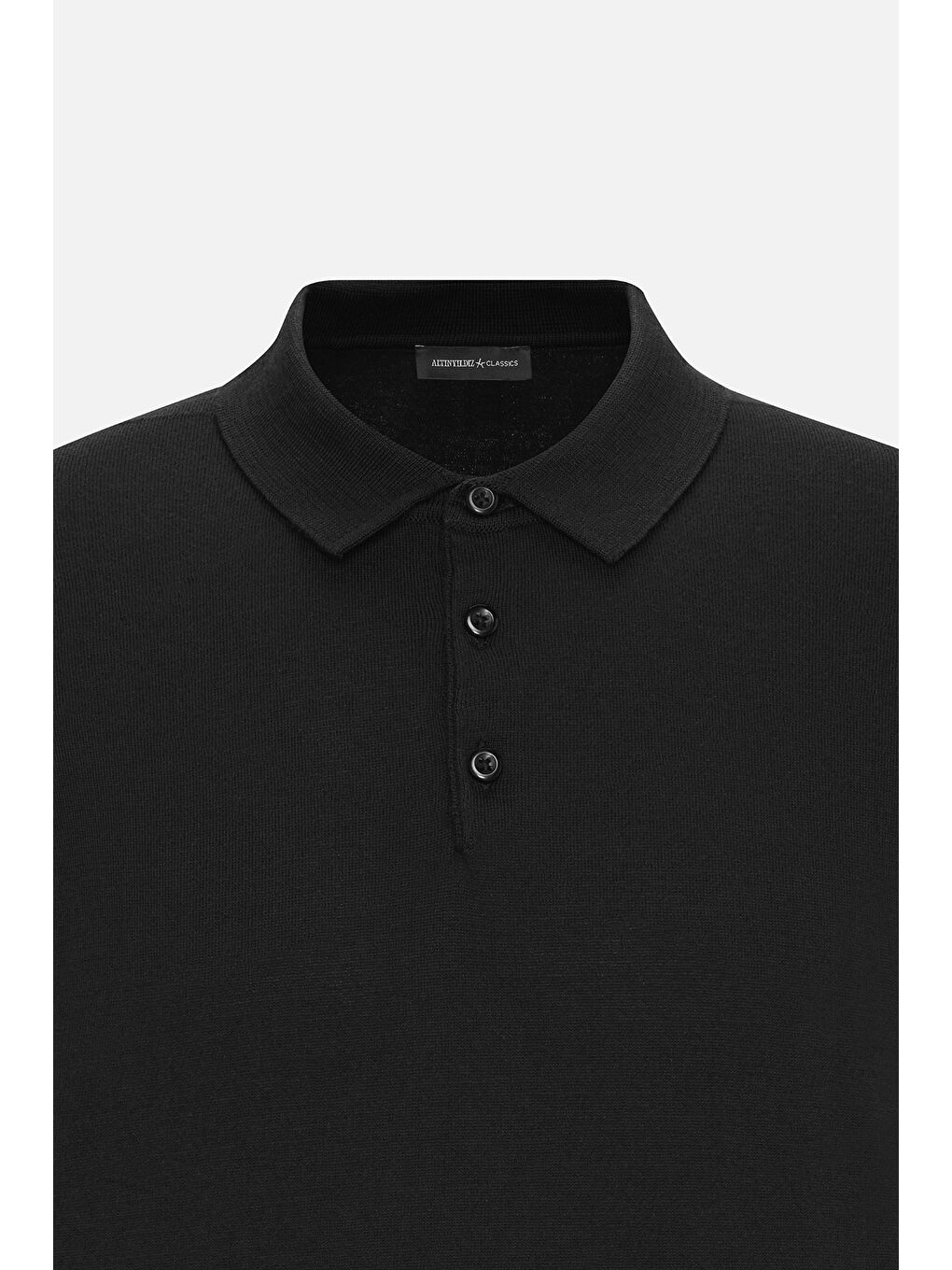 Erkek Siyah Standart Fit Normal Kesim %100 Pamuk Polo Yaka Triko Tişört-7