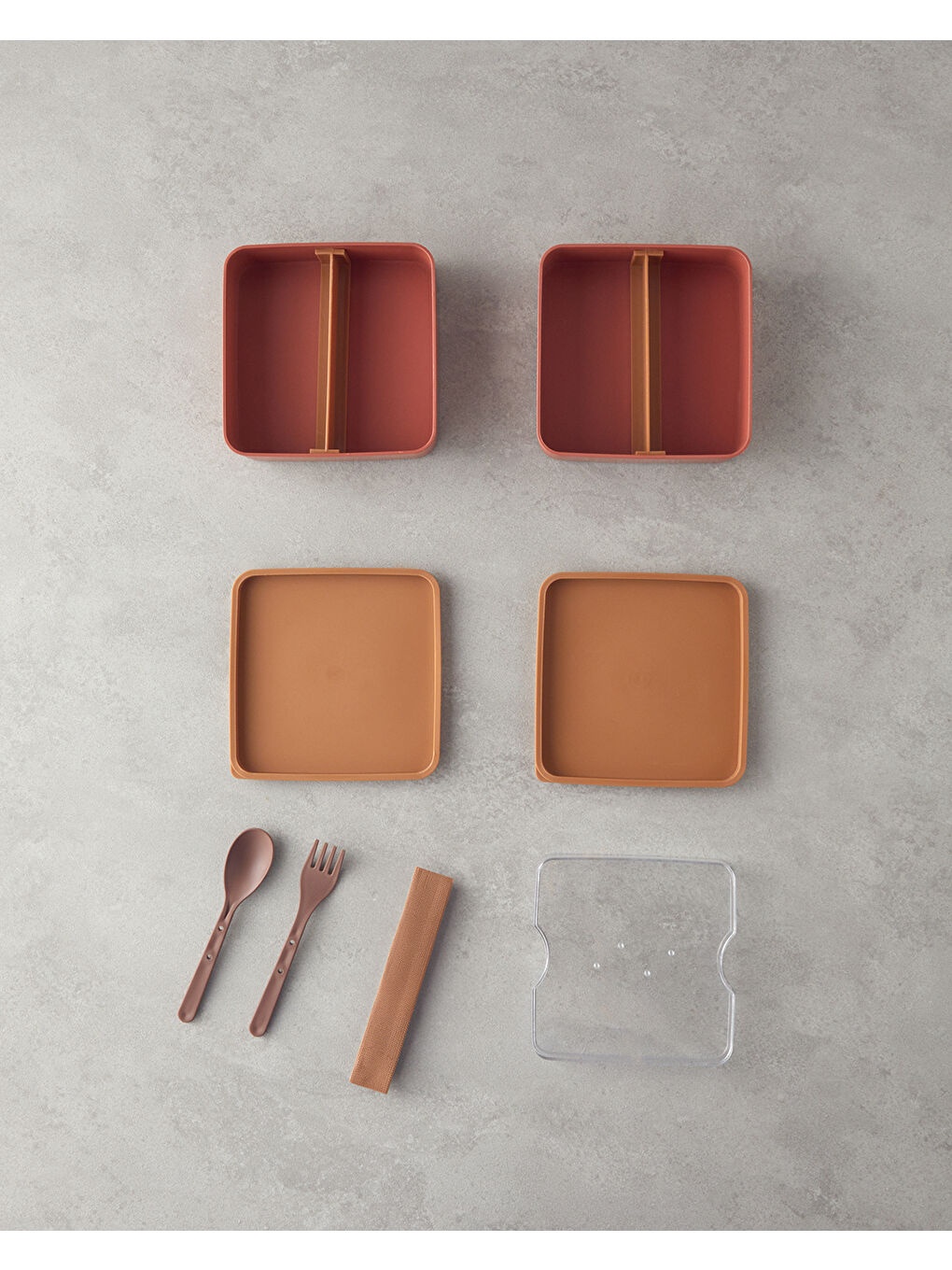 Mezaluna Plastik 2 Katlı Lunch Box 710 ml+710 ml Turuncu-1