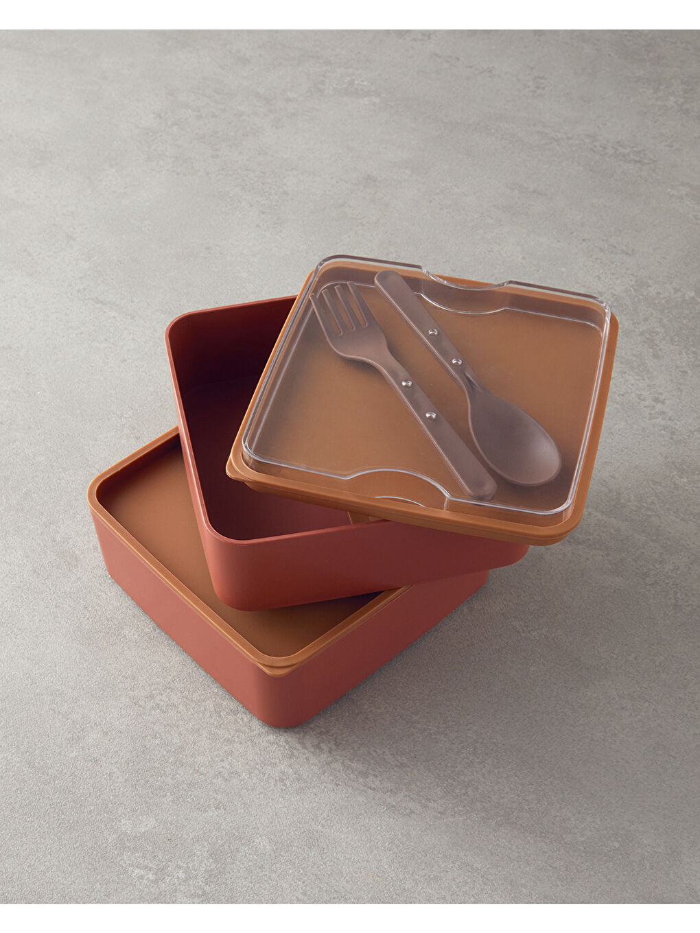 Mezaluna Plastik 2 Katlı Lunch Box 710 ml+710 ml Turuncu-2