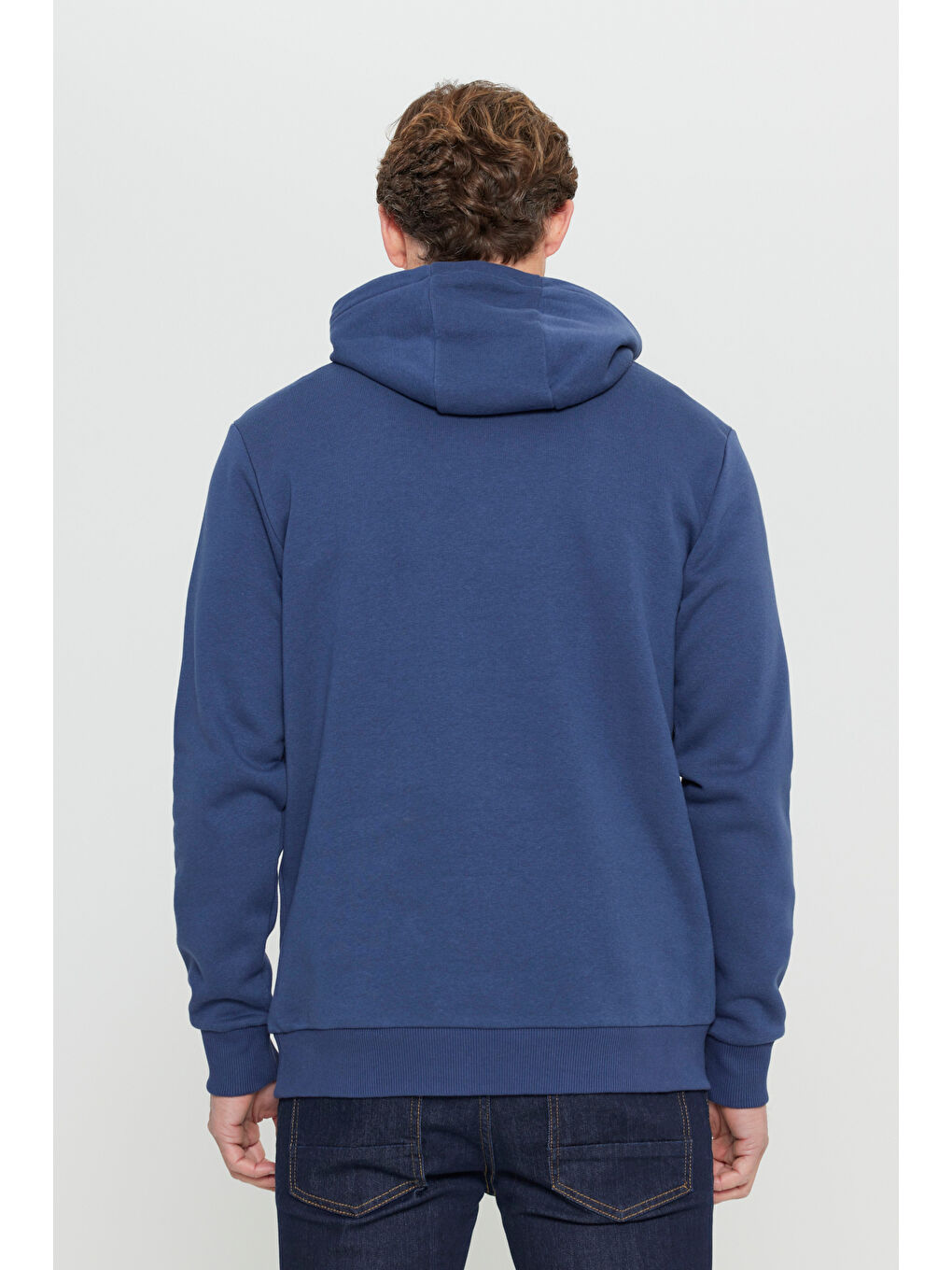 Erkek Lacivert Standart Fit Pamuklu Kapüşonlu Sweatshirt-4