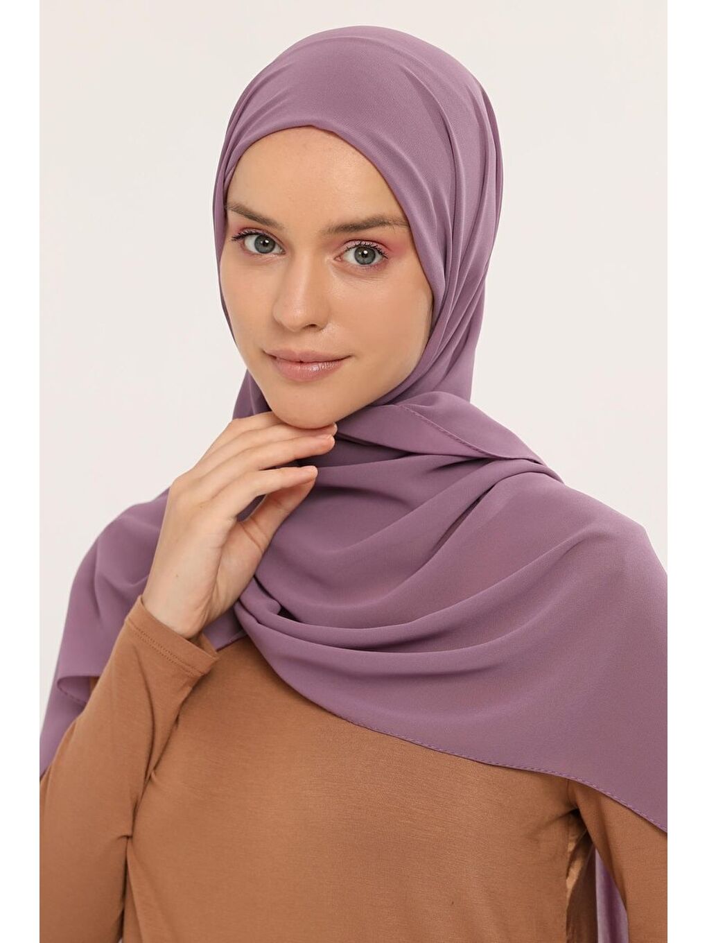 Pembe Hazır Pratik Lüks Geçmeli Lastikli Boneli Şifon Şal-2