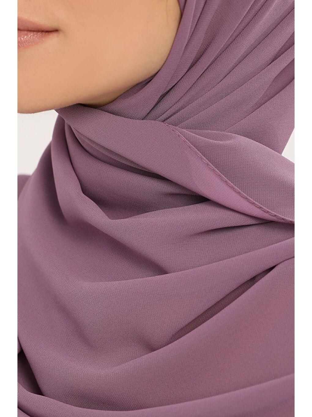 Pembe Hazır Pratik Lüks Geçmeli Lastikli Boneli Şifon Şal-4