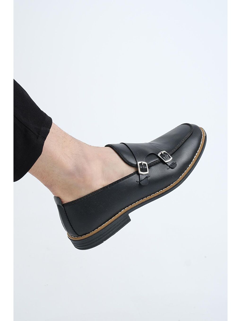 Siyah Hty 158 Çift Toka Erkek Klasik Ayakkabı