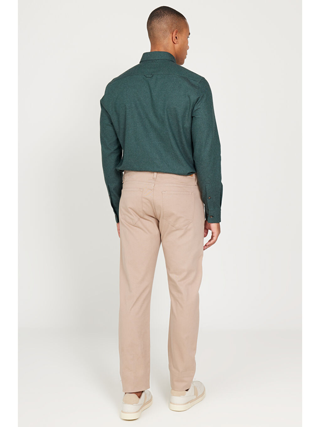 Erkek Bej Slim Fit Dar Kesim 5 Cep Pamuklu Esnek Pantolon-4