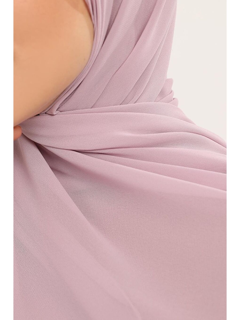 Pembe Hazır Pratik Lüks Geçmeli Lastikli Boneli Şifon Şal-4