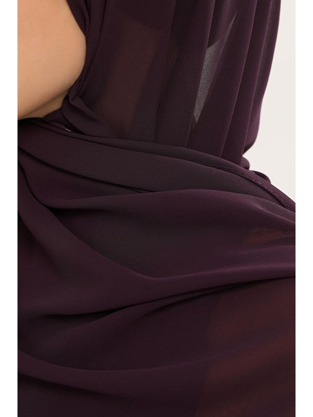 Mürdüm Hazır Pratik Lüks Geçmeli Lastikli Boneli Şifon Şal-4