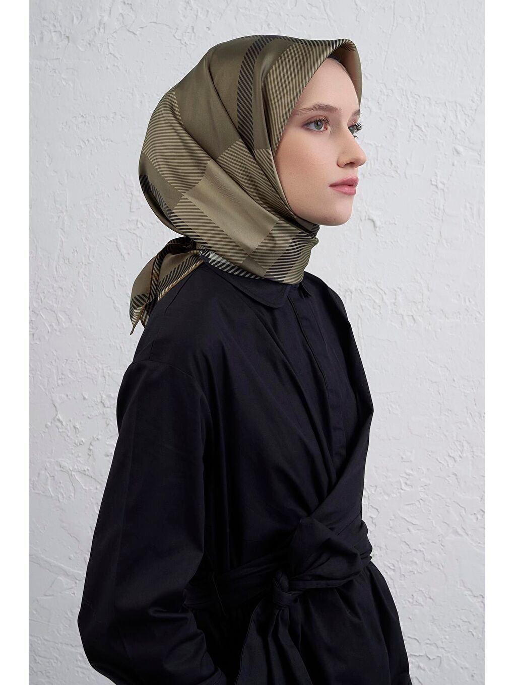 Haki Saf İpek Sura Eşarp 9418D 34