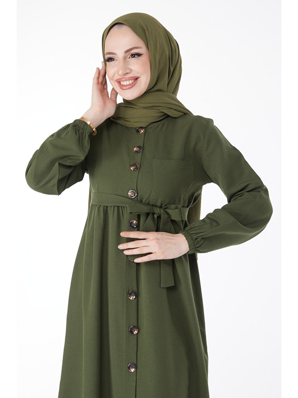 Orta Kadın Haki Elbise - 3558