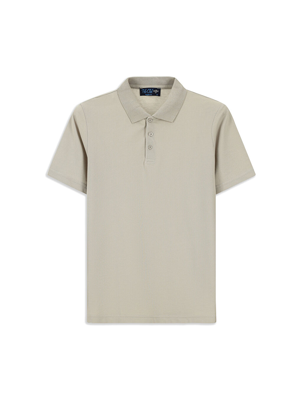 Gri Polo Yaka Regular Fit Nakışlı Pamuklu Büyük Beden Tişört-4