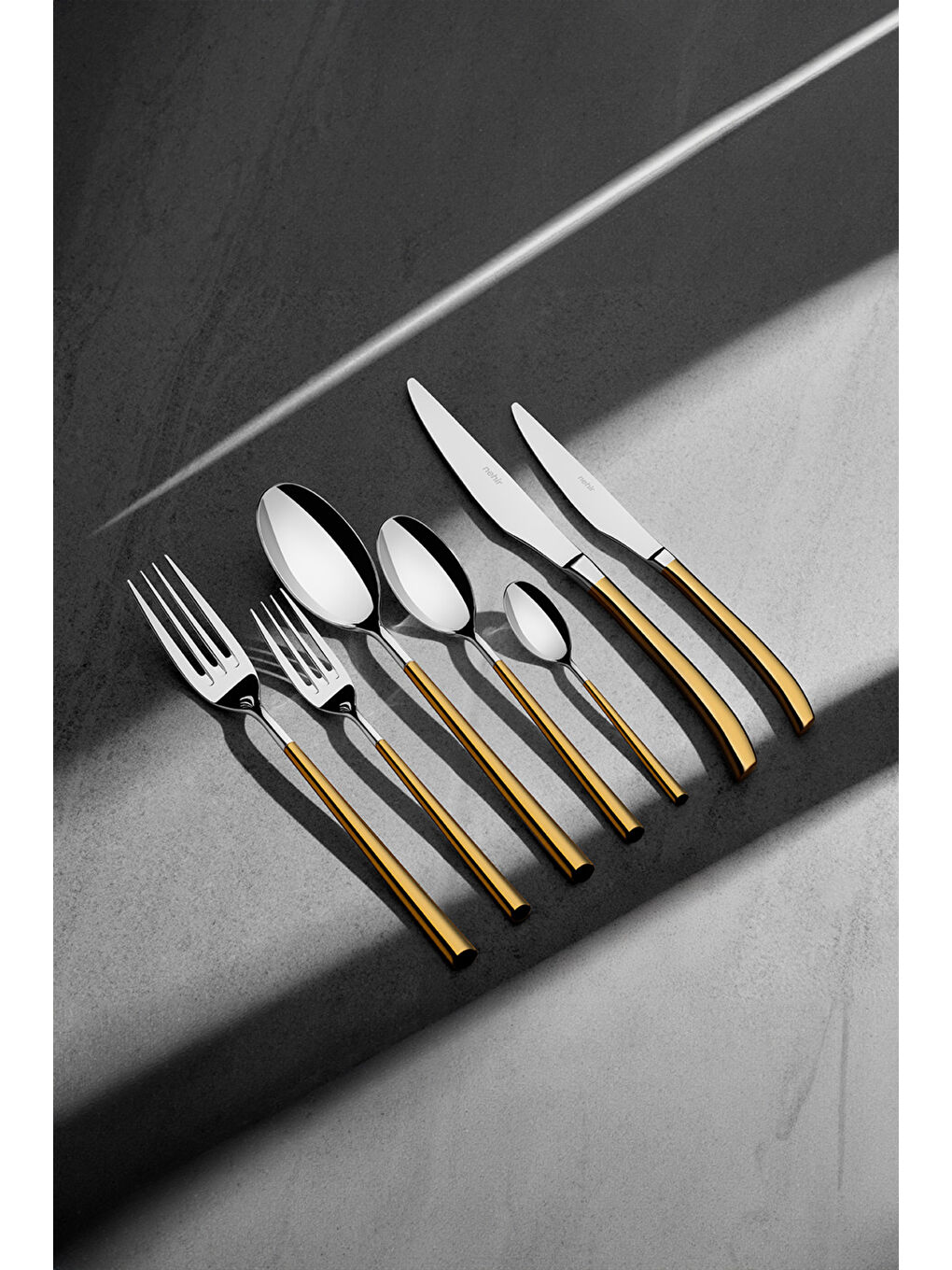 Sarı Elegance Altın Saten 12 Kişilik 84 Parça Kutulu Çatal Kaşık Bıçak Takımı-1