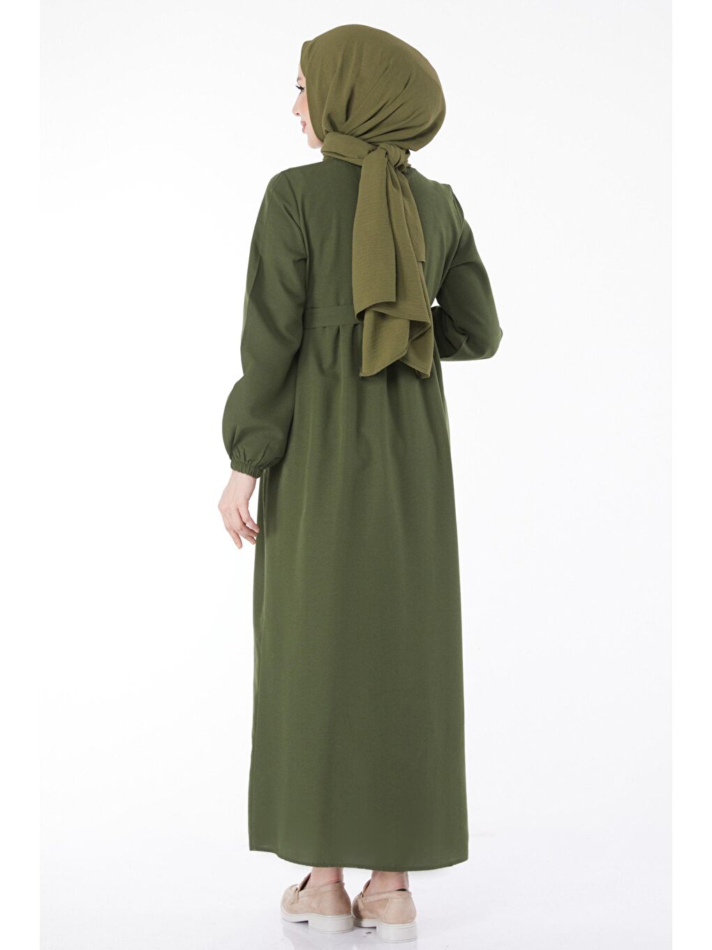 Orta Kadın Haki Elbise - 3558-4