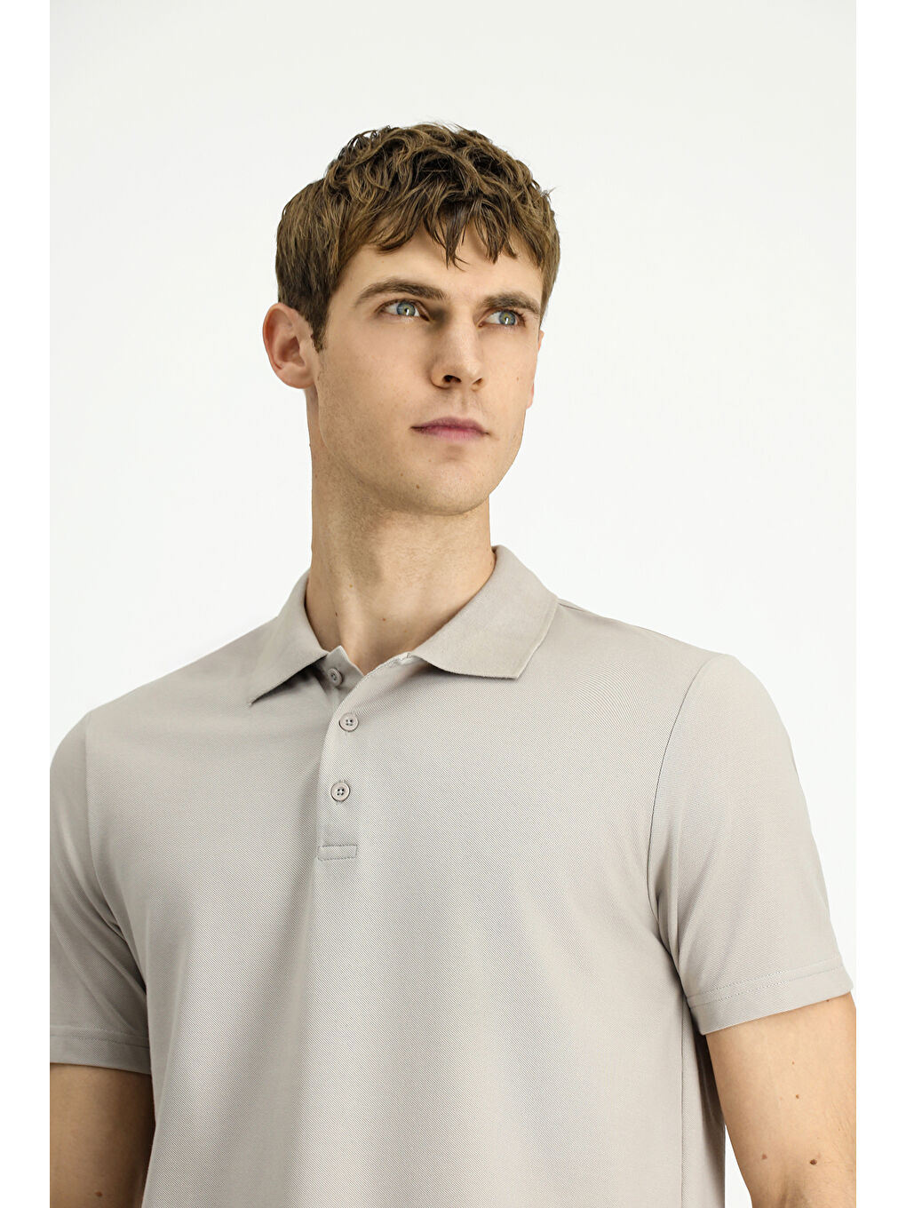 Gri Polo Yaka Regular Fit Nakışlı Pamuklu Büyük Beden Tişört-7