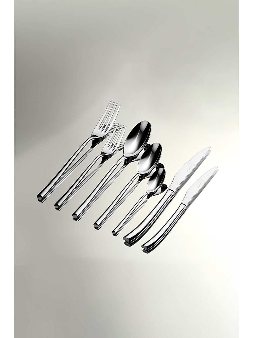 Gri Elegance Sade 12 Kişilik 84 Parça Deri Kutulu Çatal Kaşık Bıçak Takımı-1