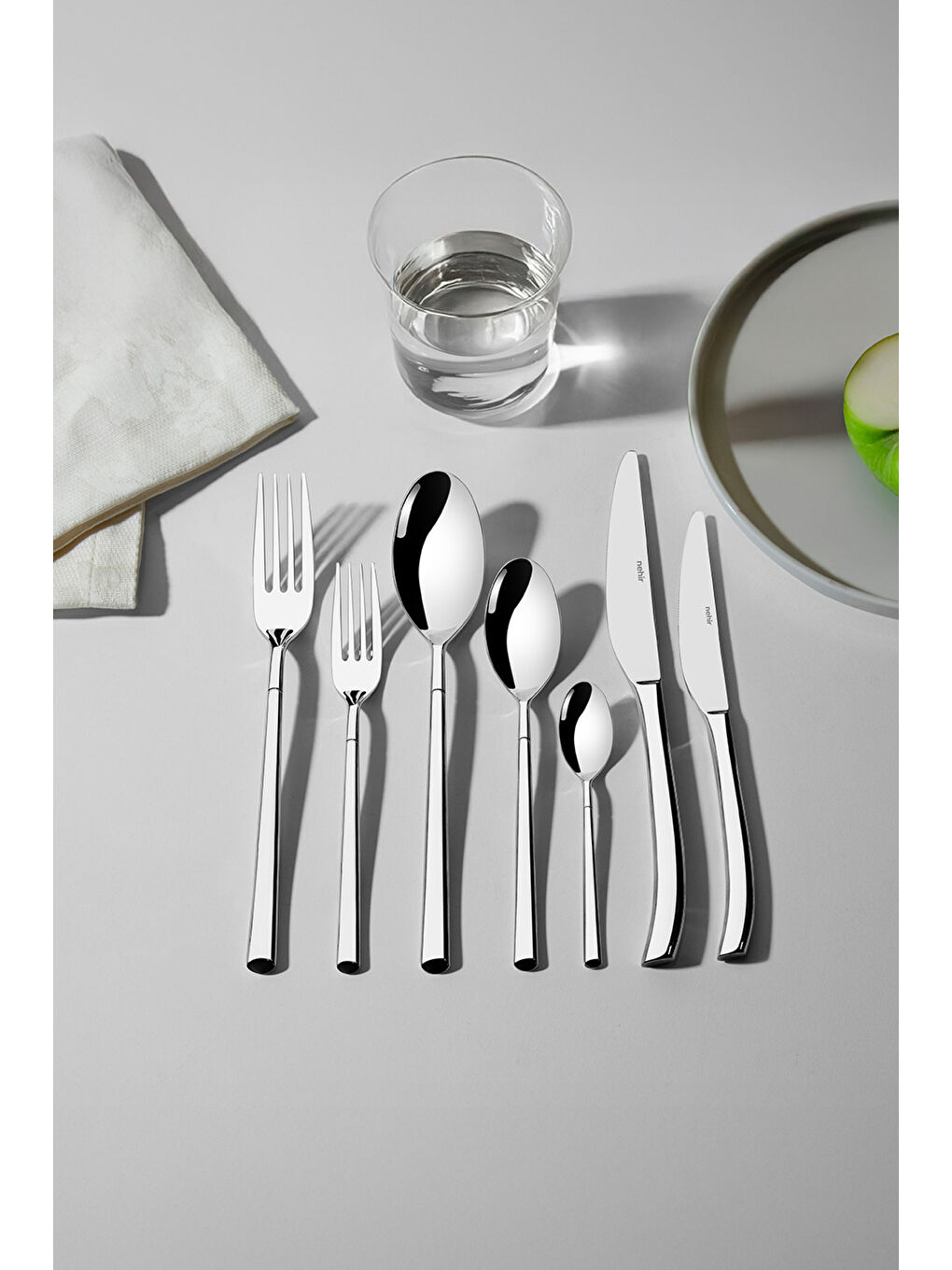 Gri Elegance Sade 12 Kişilik 84 Parça Deri Kutulu Çatal Kaşık Bıçak Takımı-4